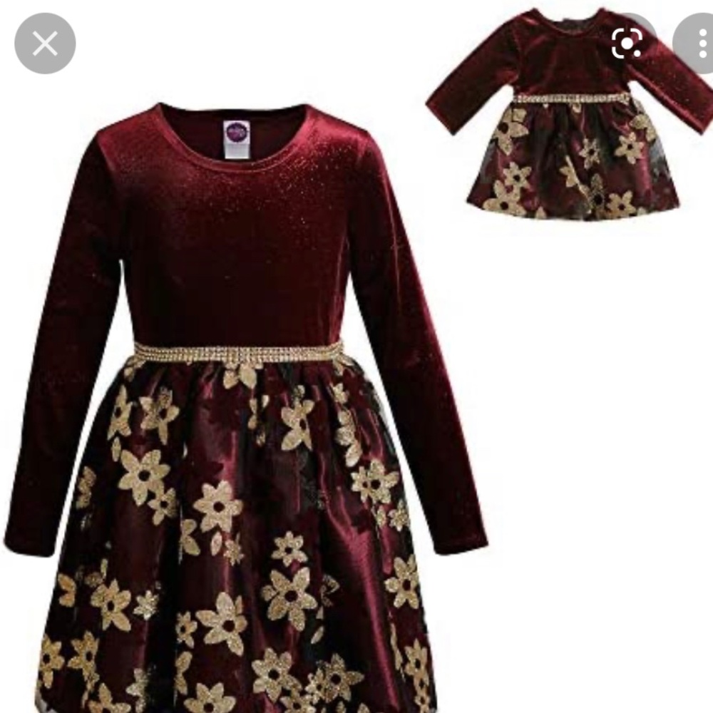 NWT Girls Christmas Dress with matching doll dress